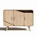 Wooden sideboard storage cabinet with sliding doors natural finish 120 x 50 x 75cm