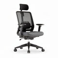 Mesh ergonomic office chair with adjustable headrest grey fabric seat 60 x 60 x 100cm