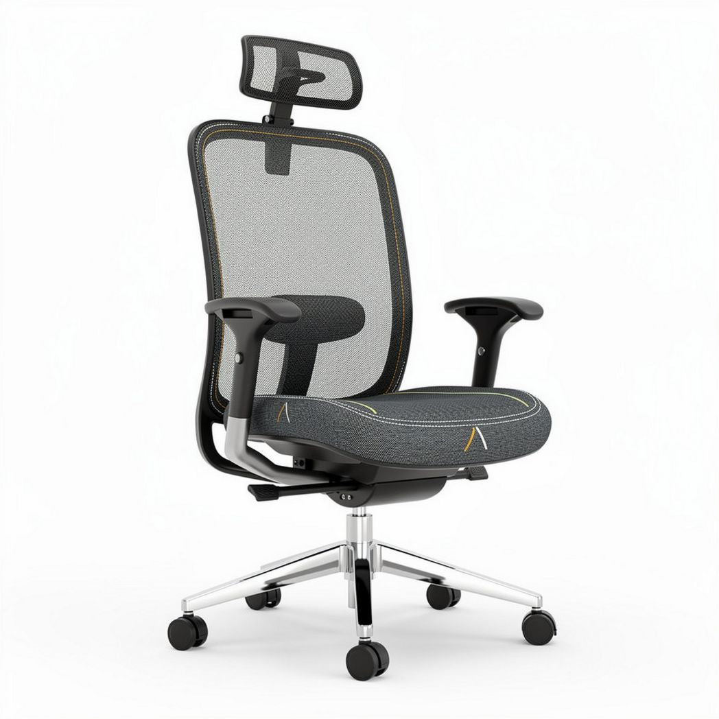 Ergonomic office chair with adjustable mesh back and headrest 45 x 60 x 95cm