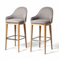Bar stool set with fabric upholstery and wooden legs 45 x 45 x 100cm