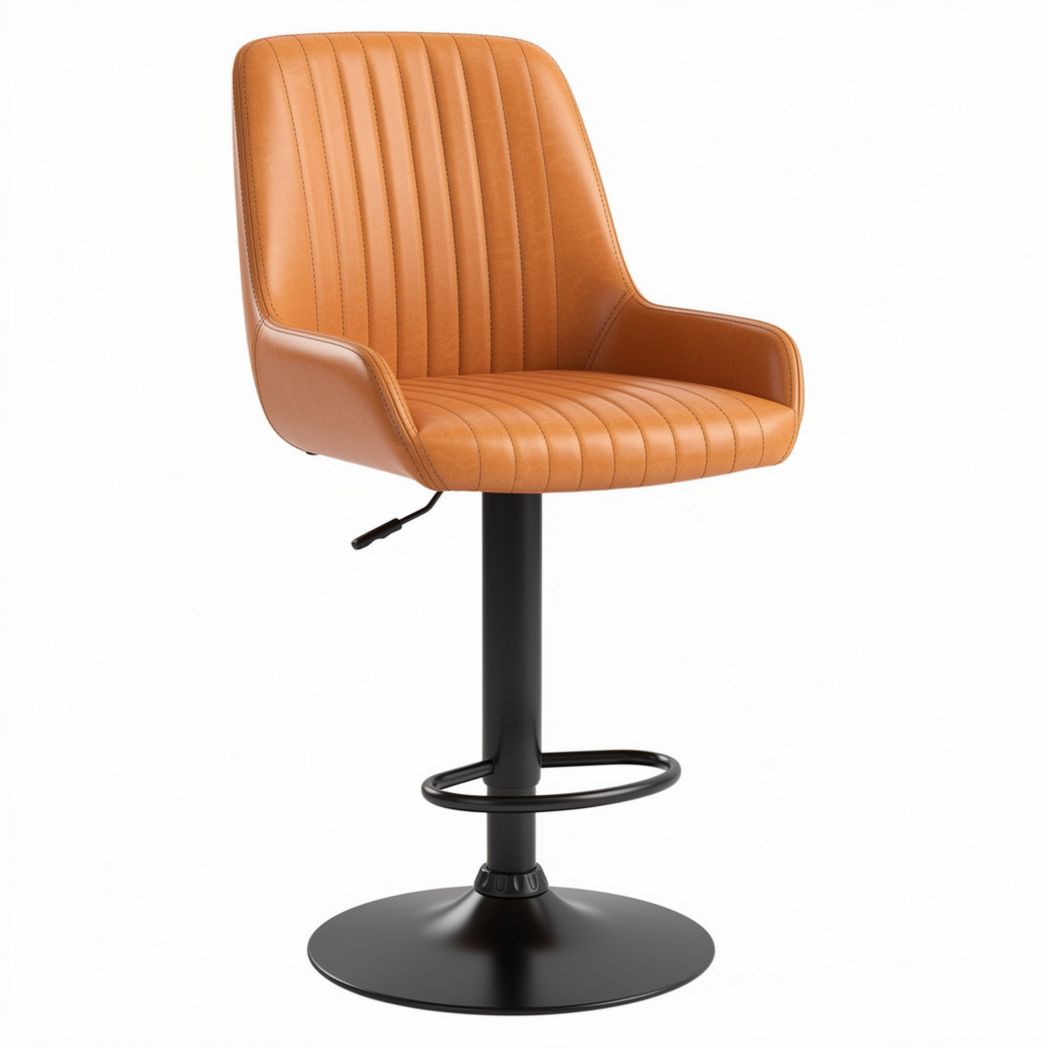 Bar stool with adjustable height and brown faux leather upholstery 45 x 50 x 100cm