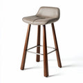 Fabric upholstered bar stool with wooden legs in beige 40 x 40 x 100cm