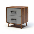 Wooden nightstand with gray drawers and black handles 50 x 40 x 45cm