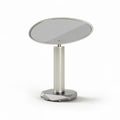 Oval glass end table with geometric metal base 60 x 40 x 75cm