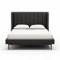 Upholstered bed with wingback headboard in dark gray fabric 200 x 160 x 120cm