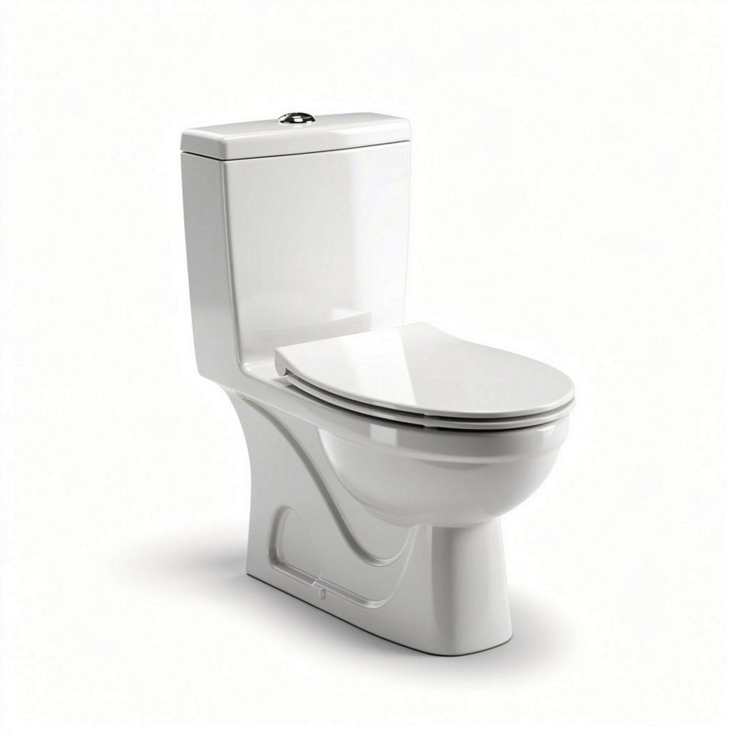 Two-piece elongated toilet with soft close seat and modern design 70 x 37 x 80cm