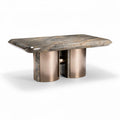 Marble top coffee table with metal base in bronze finish 120 x 70 x 40cm