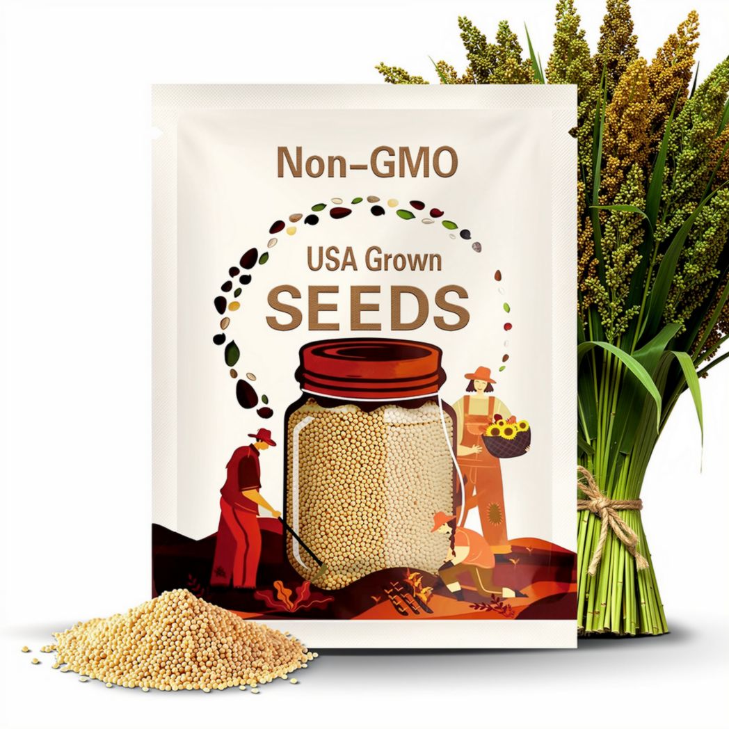 Millet Seeds - Organic, Heirloom, Open Pollinated, Non GMO - Grow Indoors, Outdoors, In Pots, Grow Beds, Soil, Hydroponics & Aquaponics