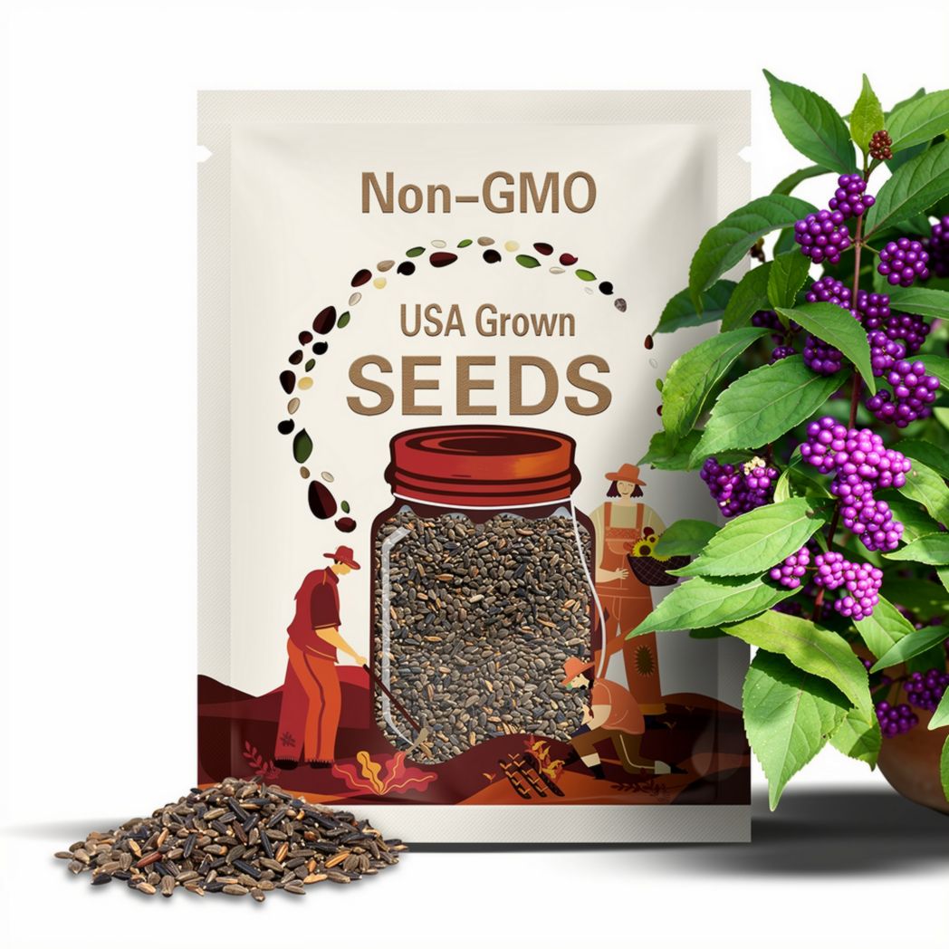 American Beautyberry Seeds - Heirloom Seeds, Callicarpa Americana, Medicinal Plant, Ornamental Berries, Deciduous, Open Pollinated, Non-GMO