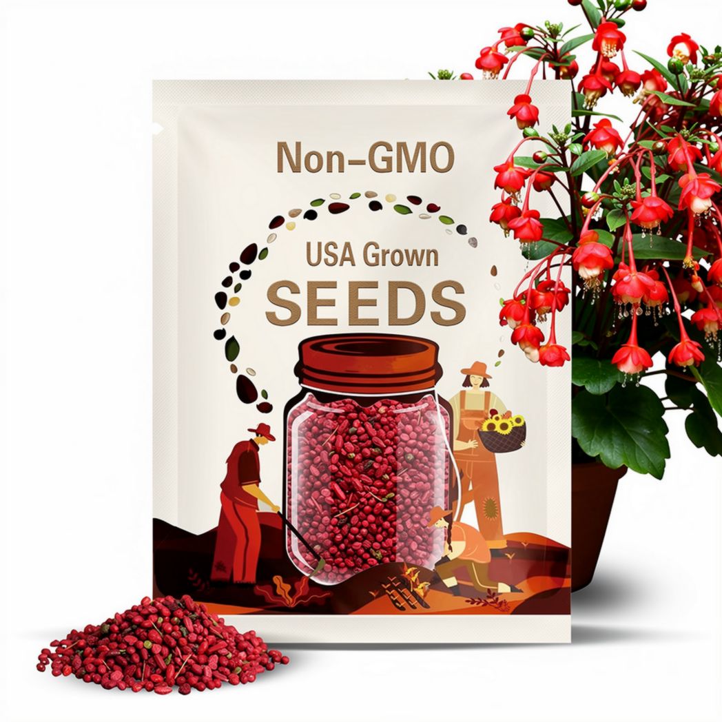 25 Red Weeping Begonia Seeds: Premium Flower Seeds for Garden Planting, USA Sourced, Non-GMO, Hanging Basket and Indoor Pot Blooms