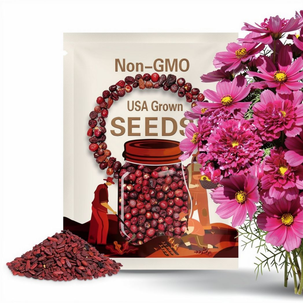 Cosmos Cranberries Double click - 25 Seeds - Frazzled Petals - C. bipinnatus