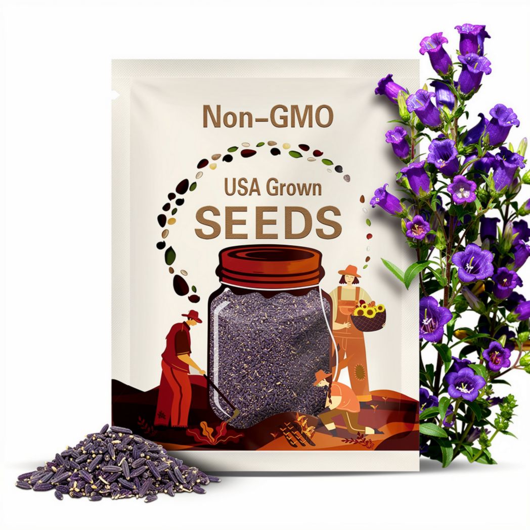 Purple Campanula - Bellflower Seeds - Long Blooming Season, Attracts Pollinators, Low Maintenance - Plant in Spring/Summer
