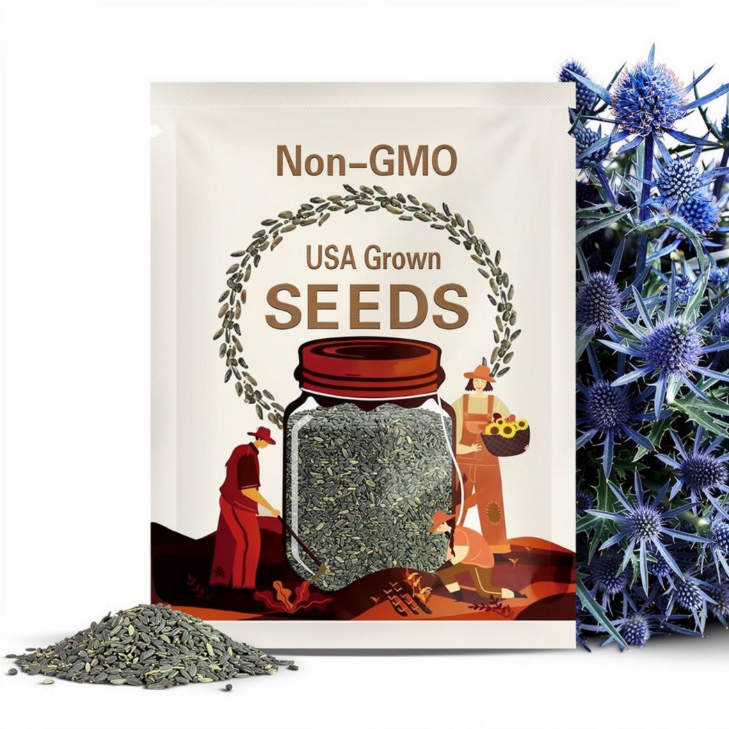 SEA HOLLY Seeds *FREE Shipping!* Fresh & Organic Eryngium amethystinum seeds | blue outdoor flower seeds bulk | Blue Glitter Italian eryngo