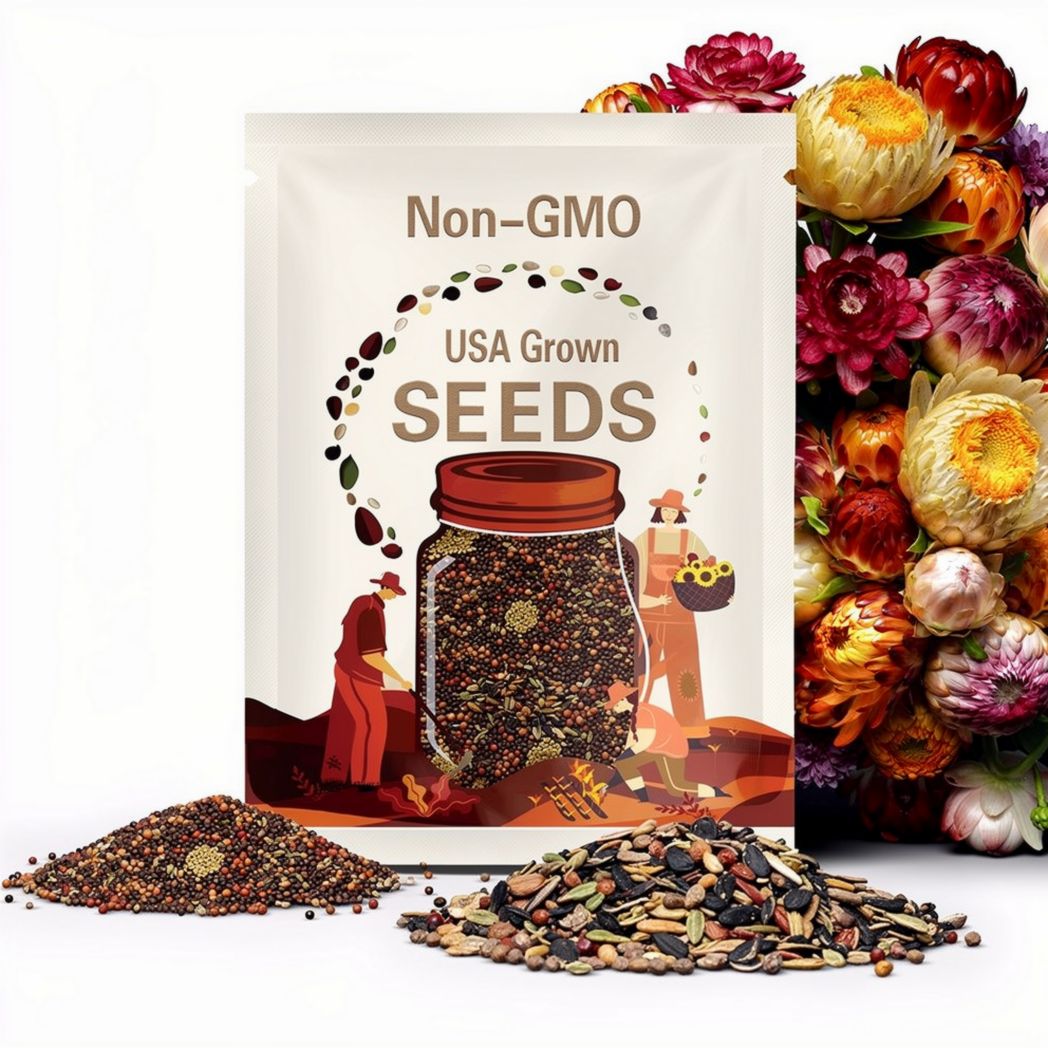 Monster Mix Strawflower Seeds, Tall Double Mix, Xerochrysum bracteatum, Helichrysum Monstrosum Tall Mix