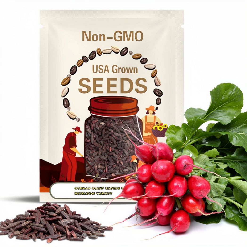 German Giant Radish Seeds – Heirloom Variety from Germany with Large Scarlet-Red Roots