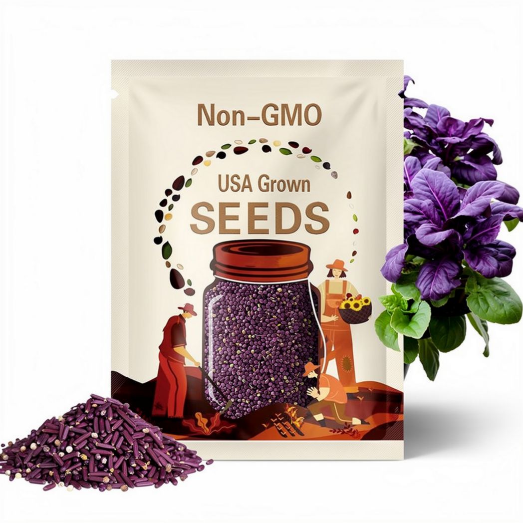 Purple Basil Seeds - Organic, Heirloom, Open Pollinated, Non GMO - Grow Indoors, Outdoors, In Pots, Grow Beds, Hydroponics & Aquaponics