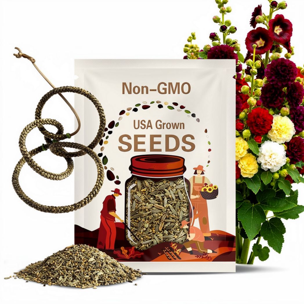 200+ Hollyhock Seeds – Autumn Mix, Huge Flowers, Pollinator Friendly