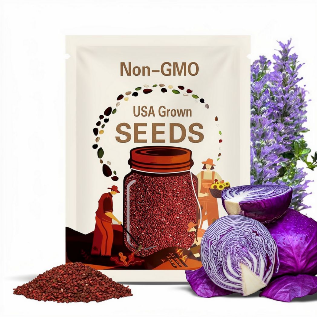 Red Acre Cabbage Seeds: 50 Heirloom Non-GMO Purple Vegetable Seeds