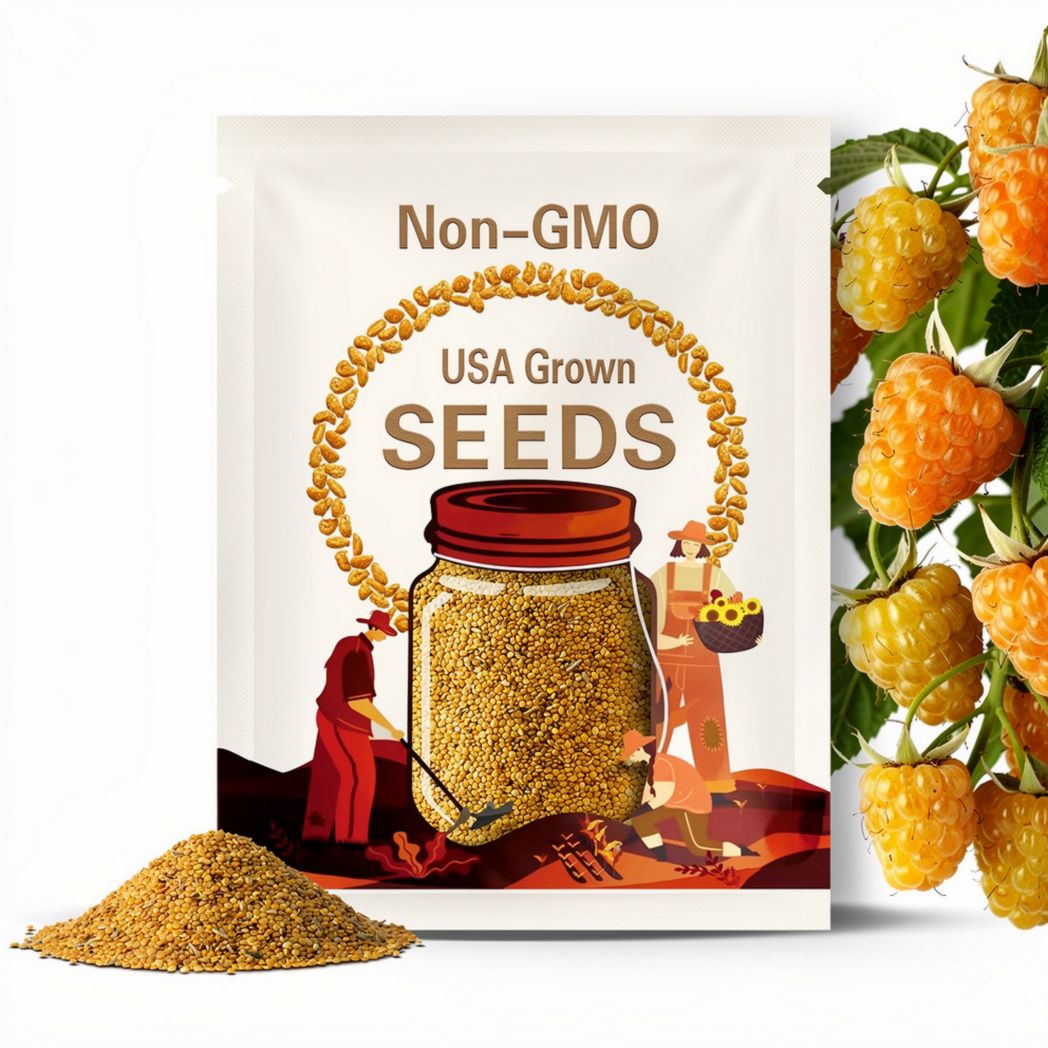 35 Yellow Raspberry Seeds – Rubus Idaeus Golden – Organic Fruit Seeds for Sweet Edible Berries, Easy Grow Hardy Garden or Container Shrubs