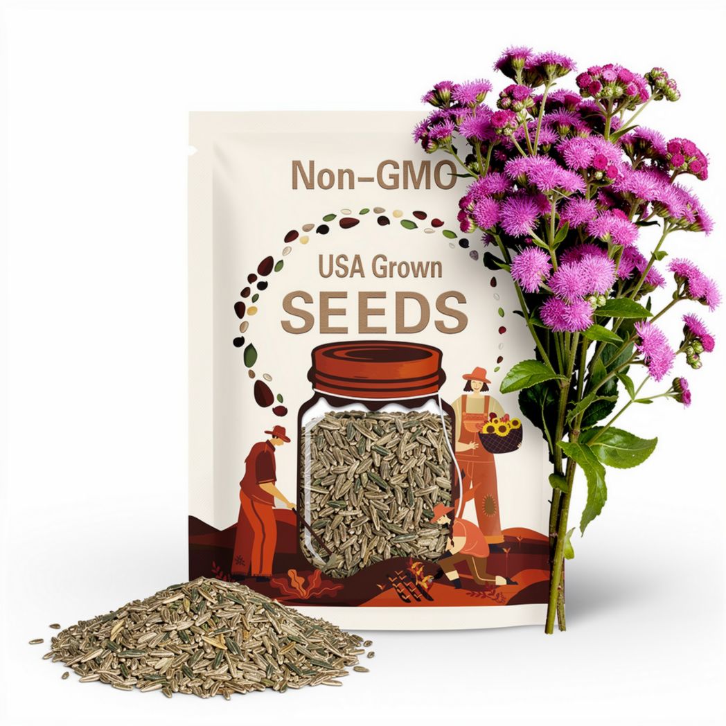 30 Seeds| Red Flint Ageratum Seeds - Potted -Fast Growing - Attracts pollinators -Powder Puff Flowers- Great for Borders & Containers#316