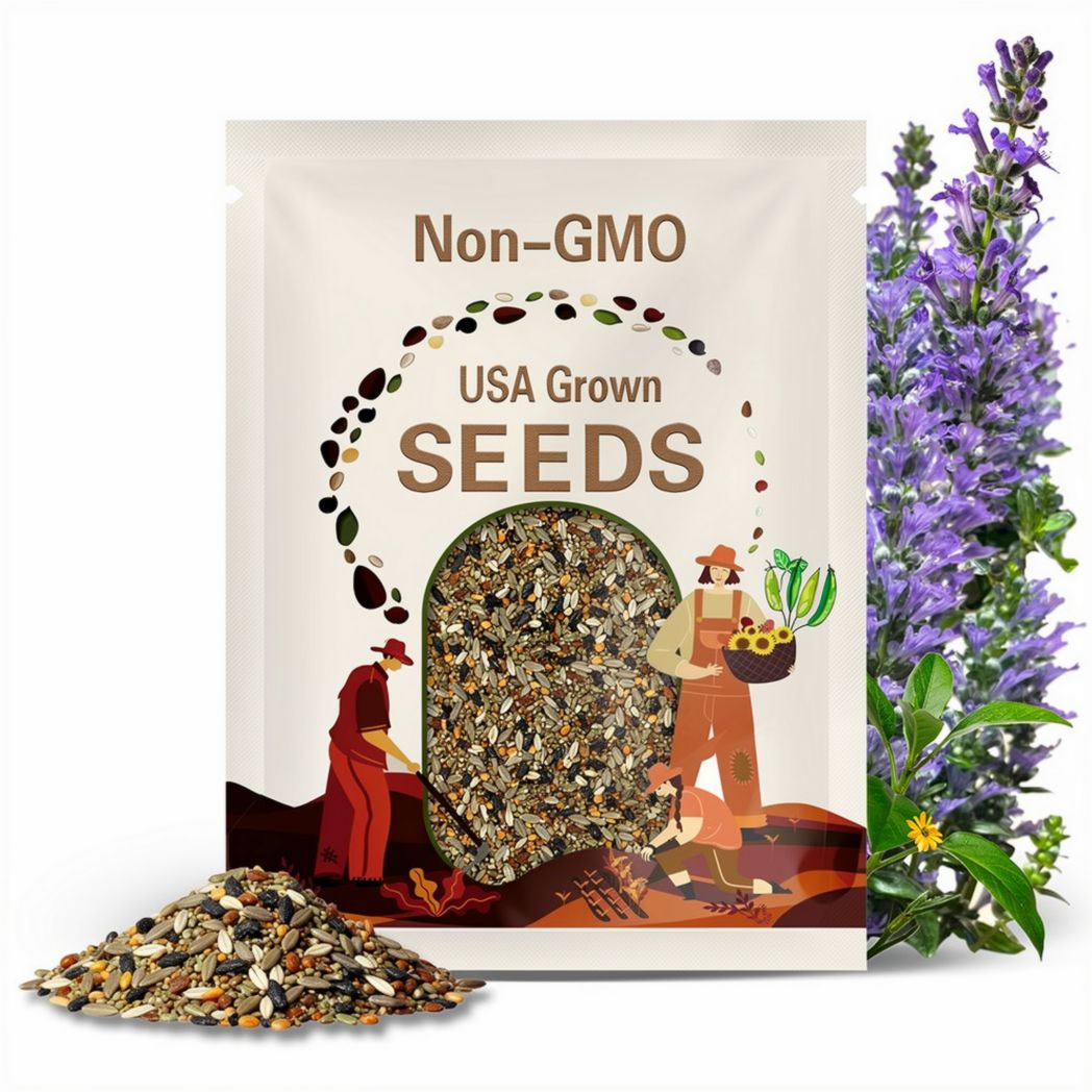 Beginning Gardener Seed Collection - 6 packets, certified organic vegetables, flower herbs varieties of seeds, growing instructions included